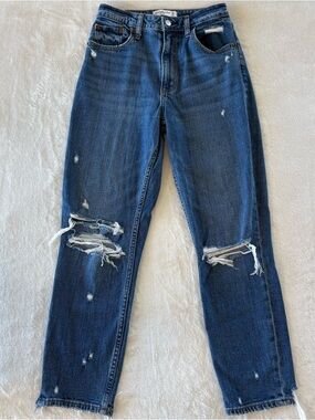 Abercrombie & Fitch High Rise Distressed Mom Jeans 2